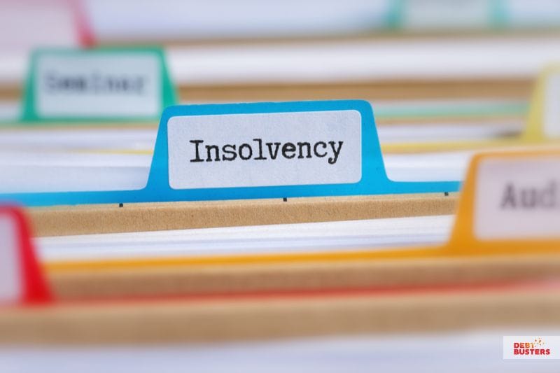 File tab labelled insolvency representing bankruptcy vs insolvency records